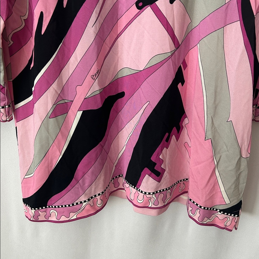 Averardo Bessi Pink/Gray Abstract Pattern Long Sleeve Tunic Shirt Top **Sz 16** - Picture 4 of 12